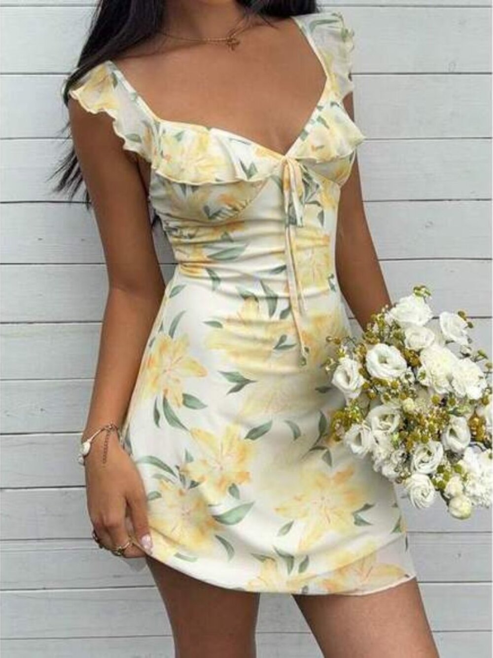 EZwear Floral Mini Dress, ,Bohemian Clothes